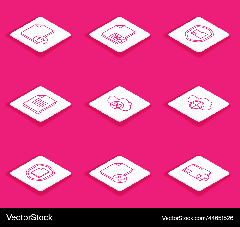 Set line delete file document doc Set line delete file document doc vector image