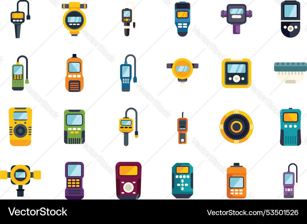 Set of different sensor icons showing various Vector Image