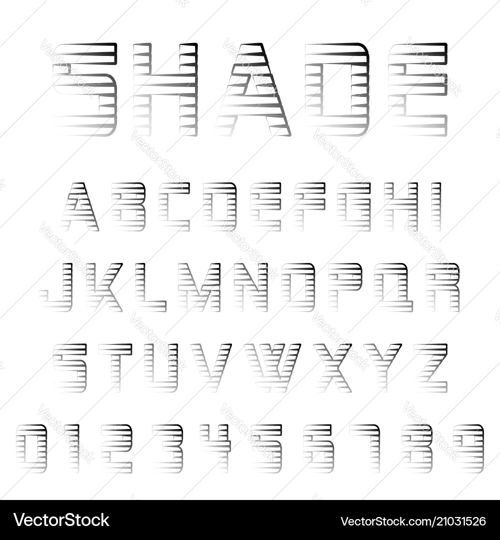 Shade alphabet font template Shade alphabet font template vector image