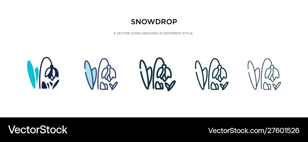 Snowdrop icon in different style two colored vector image