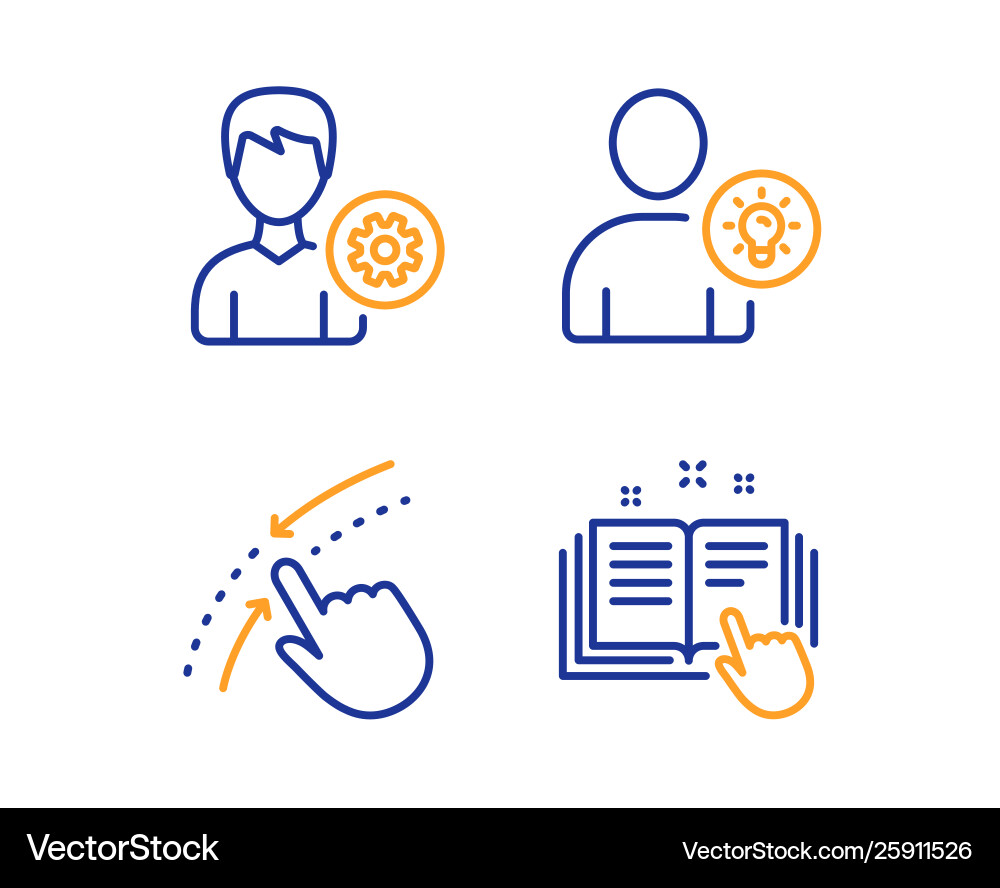Support swipe up and user idea icons set Support swipe up and user idea icons set vector image