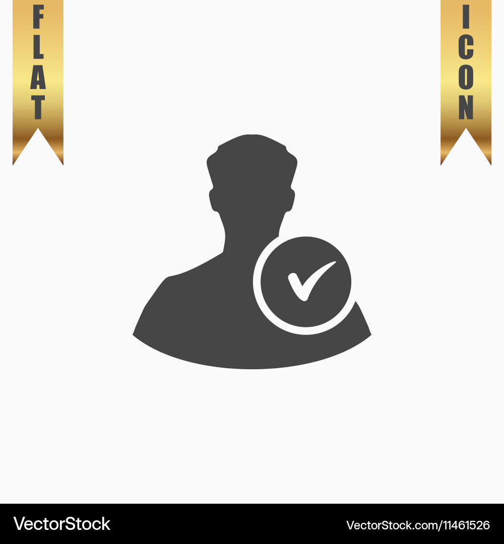 User profile web with check mark glyph flat icon vector image