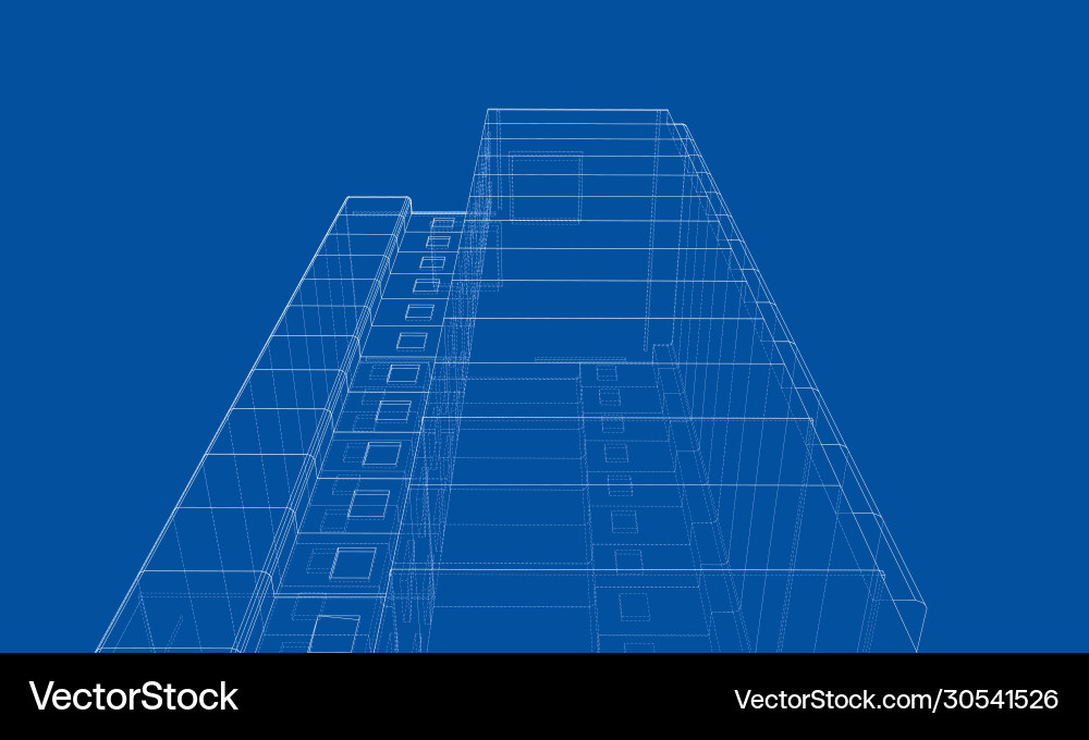 Wire-frame model a multi-storey building Wire-frame model a multi-storey building vector image