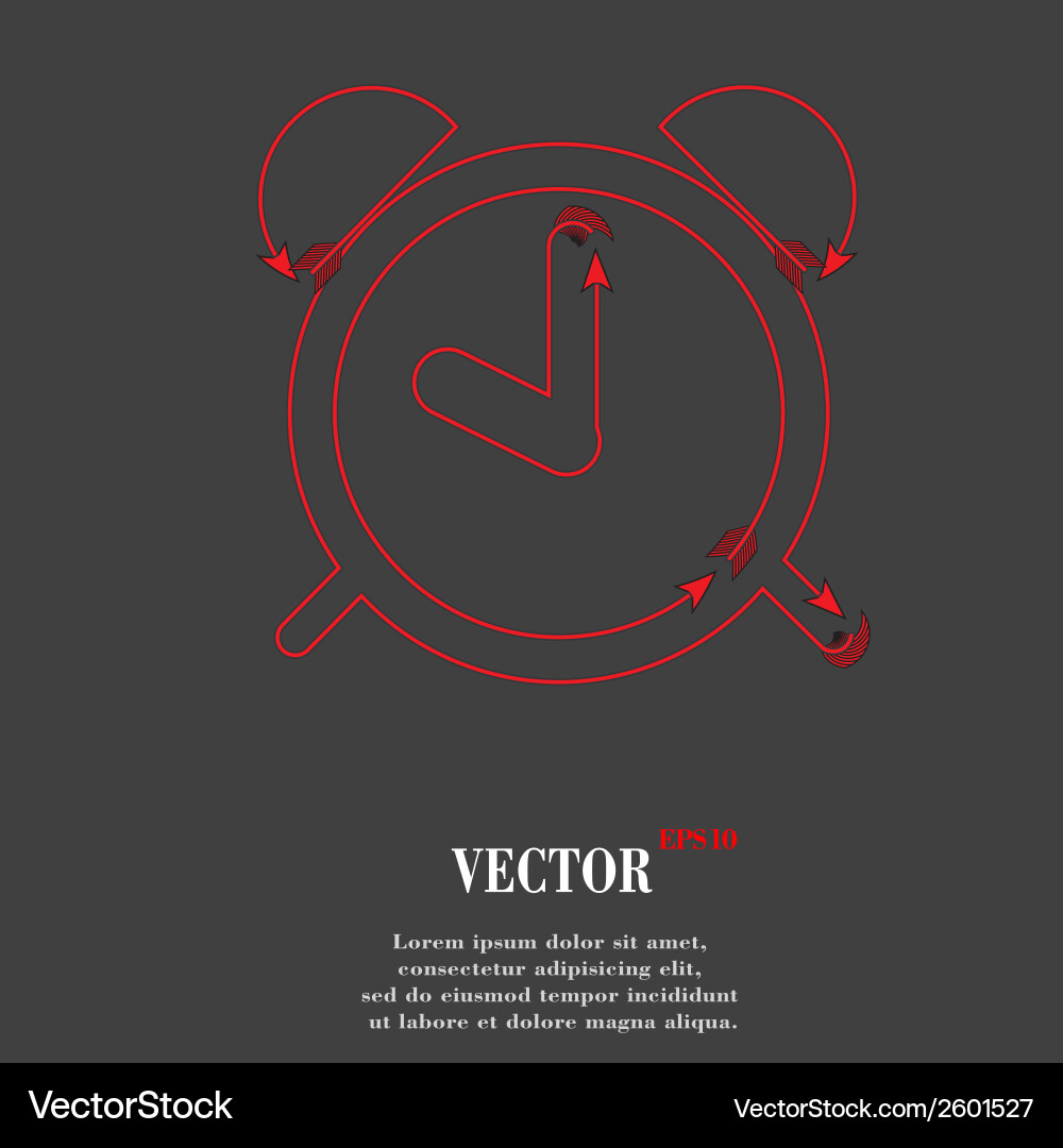 Alarm clock flat modern web button and space Vector Image