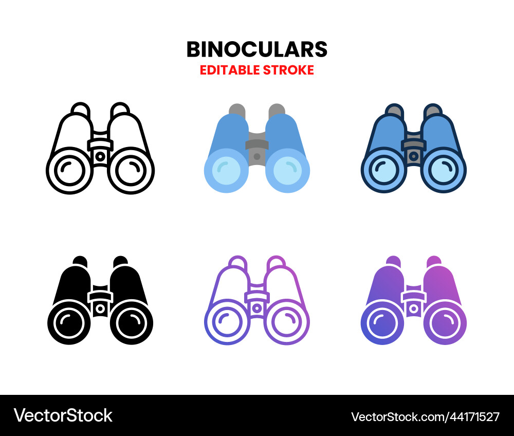 Binoculars icon set with different styles Binoculars icon set with different styles vector image