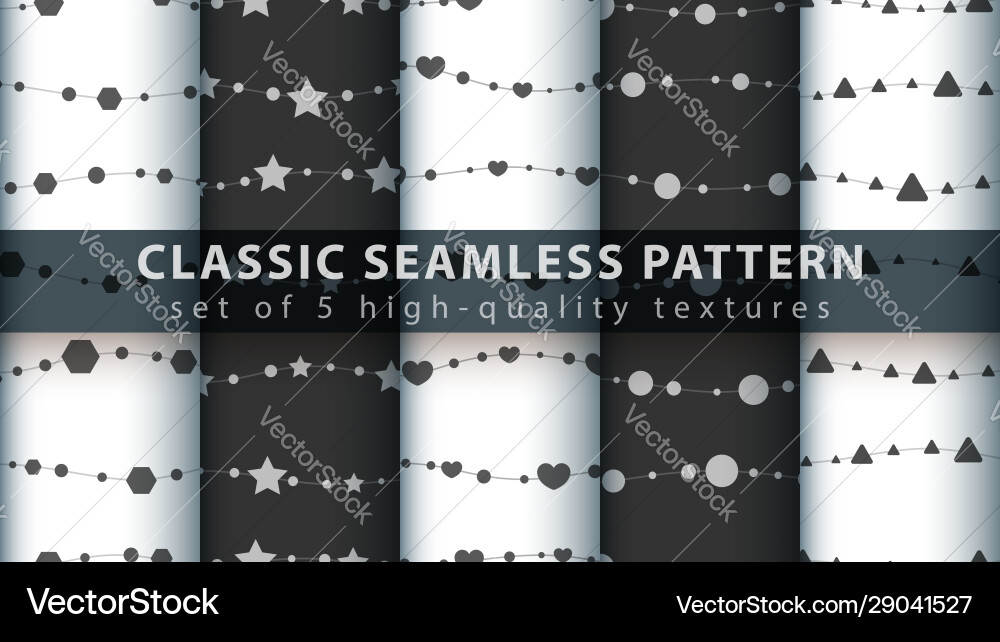 Classic seamless pattern - set five items Classic seamless pattern - set five items vector image