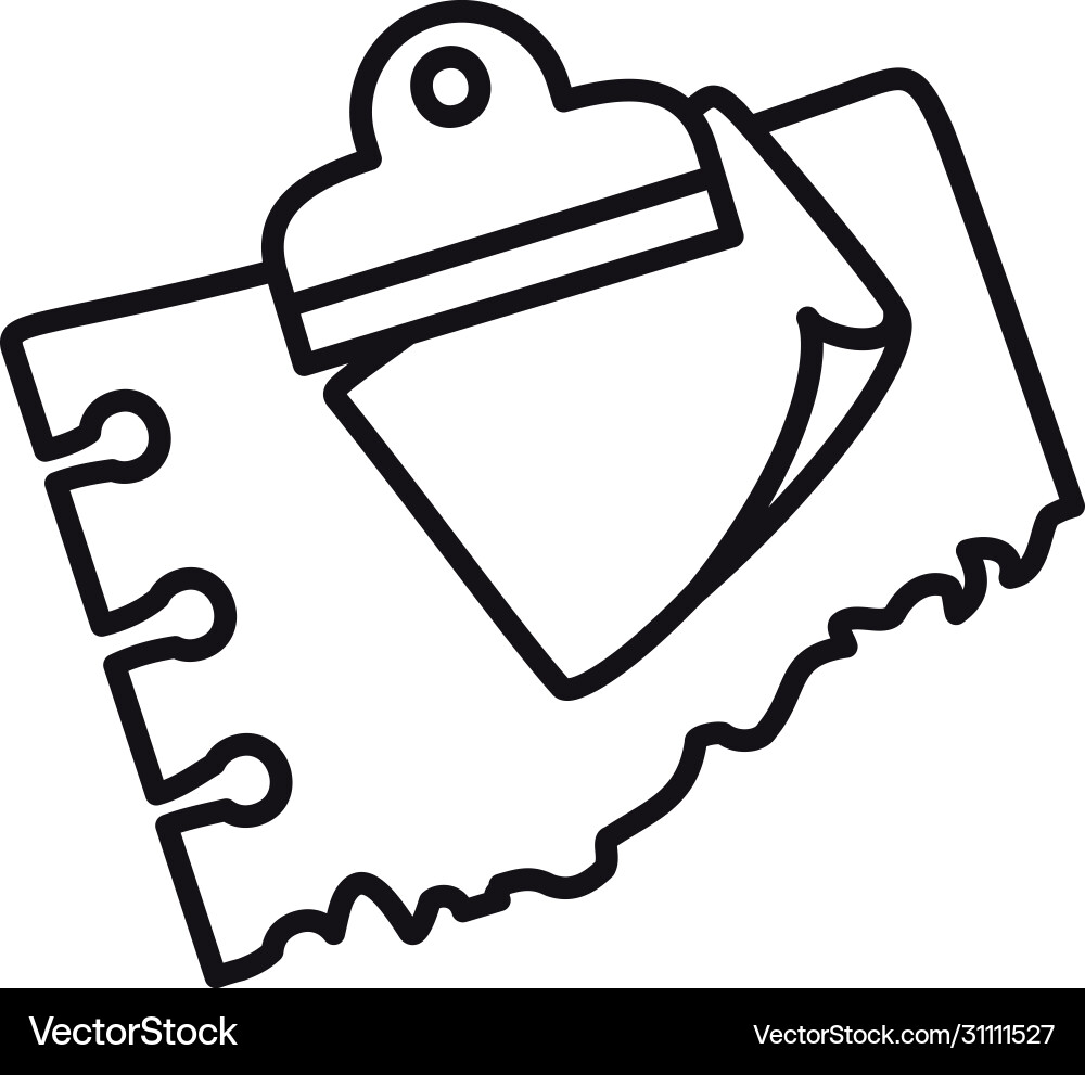 Clipboard with note and torn paper line style Vector Image