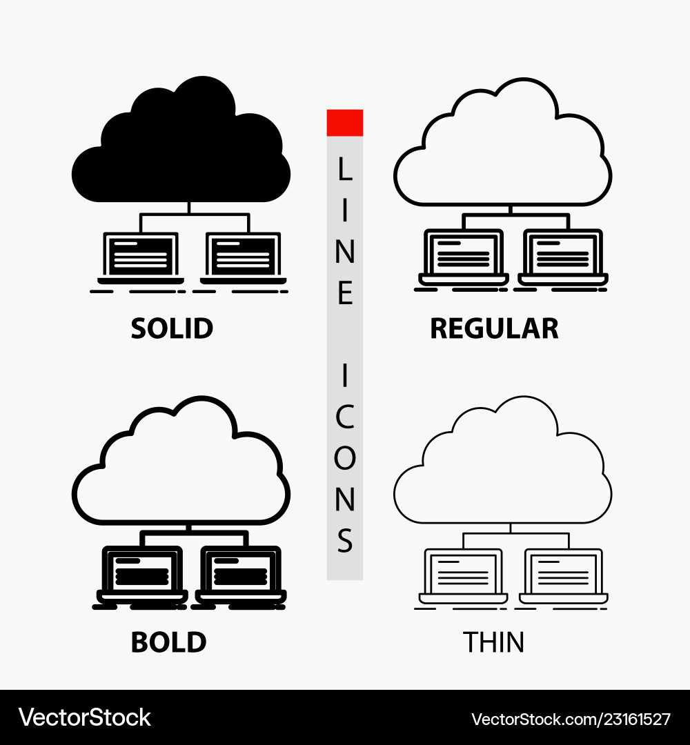 Cloud network server internet data icon in thin Cloud network server internet data icon in thin vector image