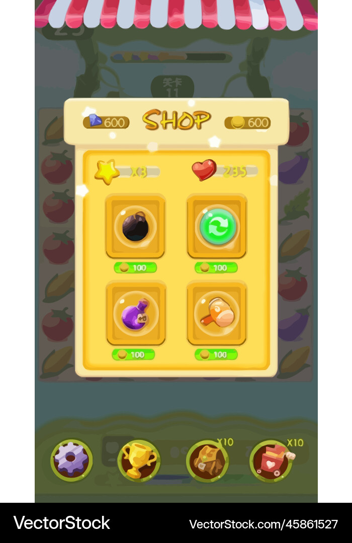 Complete set of level button game ui pop-up icon Vector Image