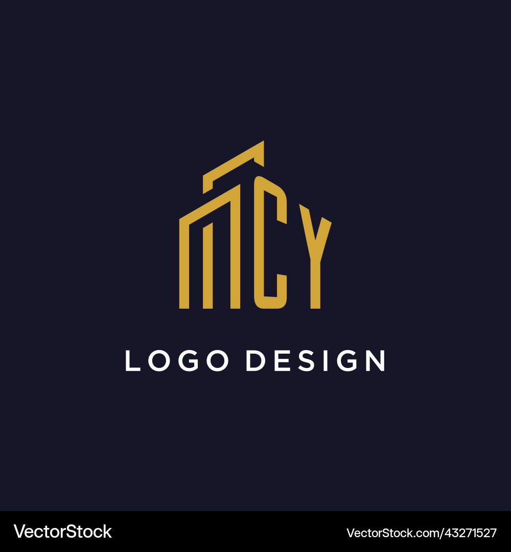 Cy initial monogram with building logo design Cy initial monogram with building logo design Vector Image