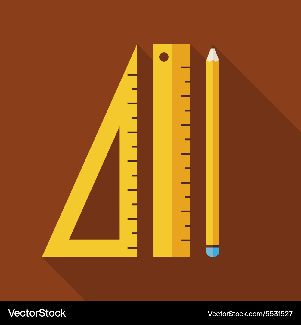 Flat measure drawing instruments with long shadow vector image