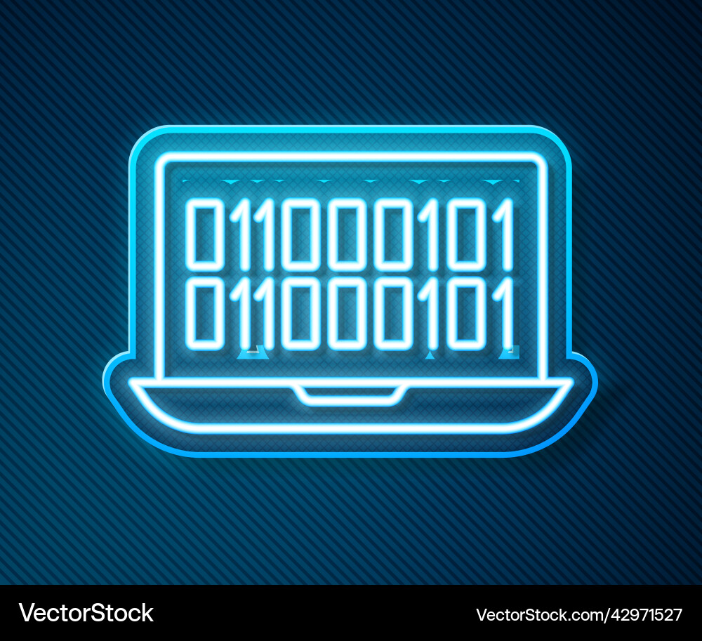 Glowing neon line binary code icon isolated Glowing neon line binary code icon isolated vector image