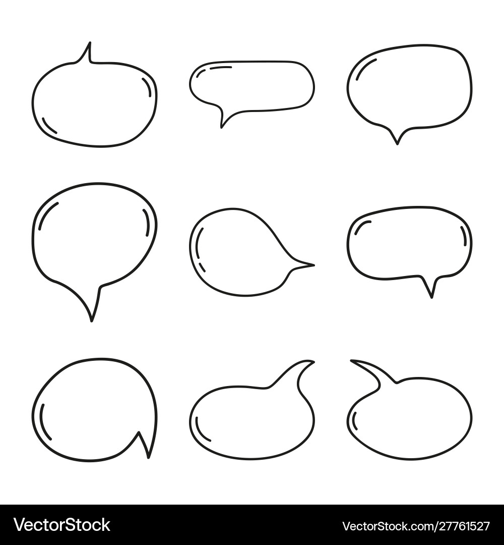Hand Drawn Speech Bubbles - Doodle Style vector image