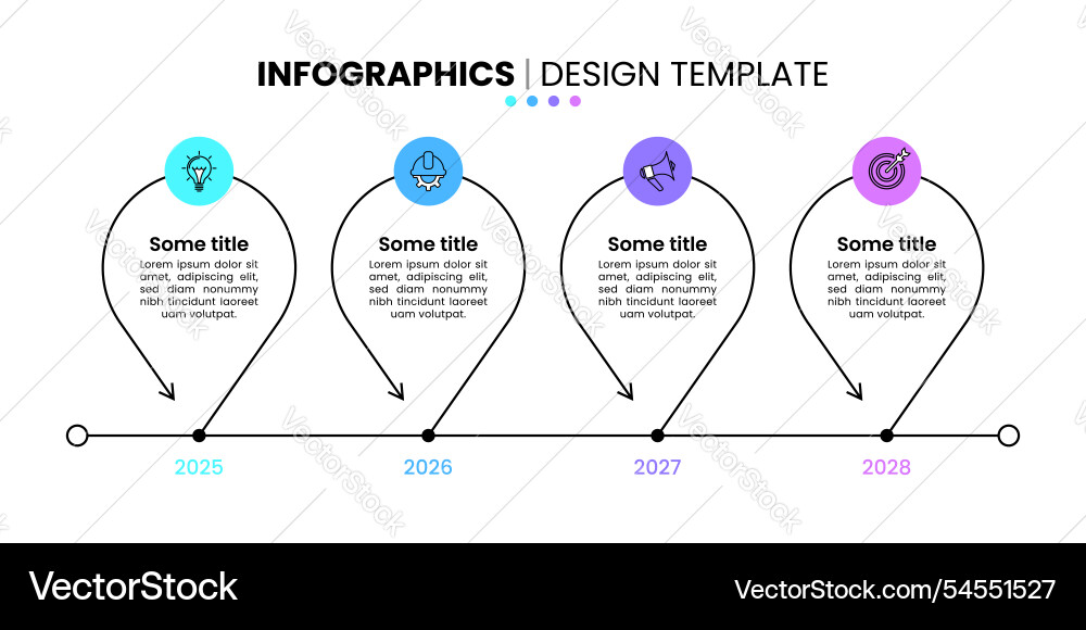 Infographic template line with 4 pointers Infographic template line with 4 pointers vector image