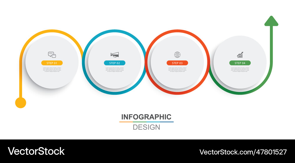 Infographics circle timeline with 4 number data vector image