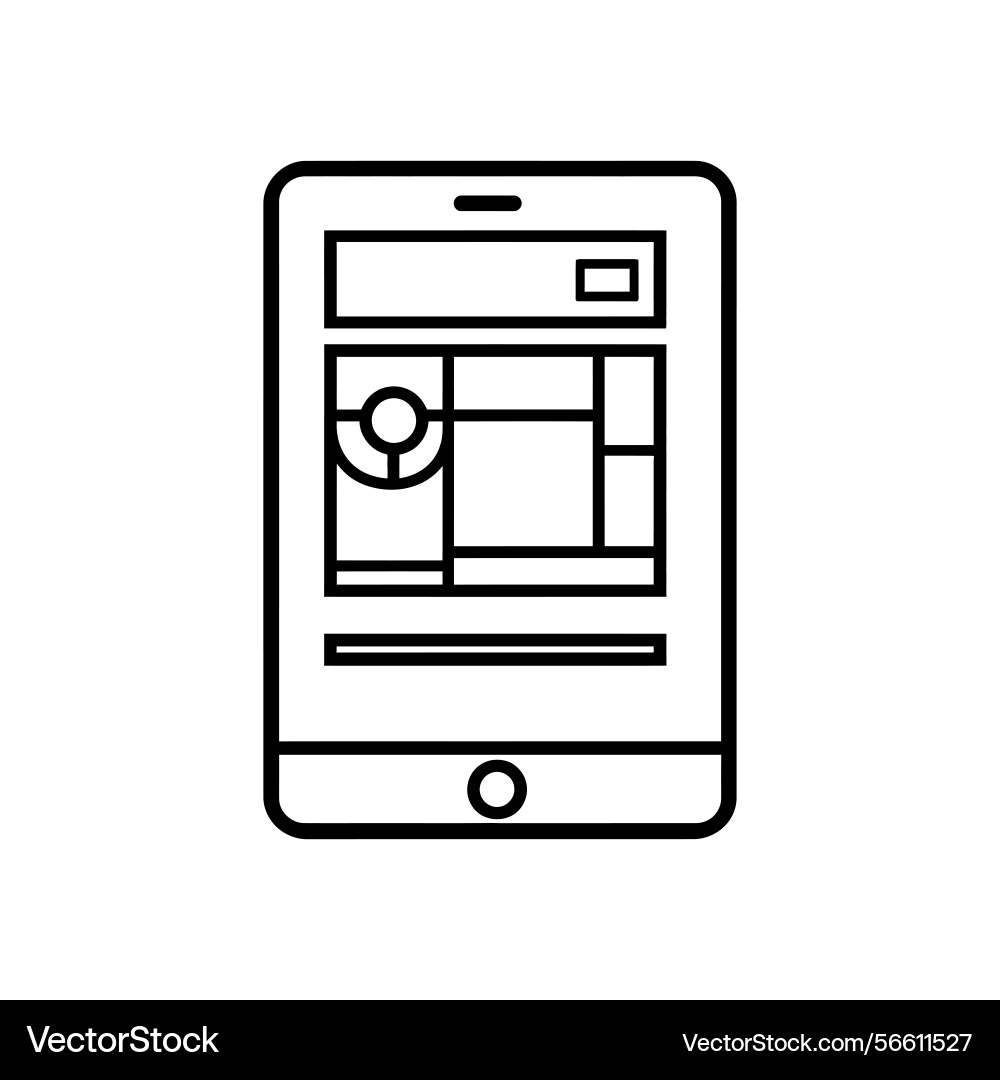Isolated tablet thin line icon with rectangular vector image