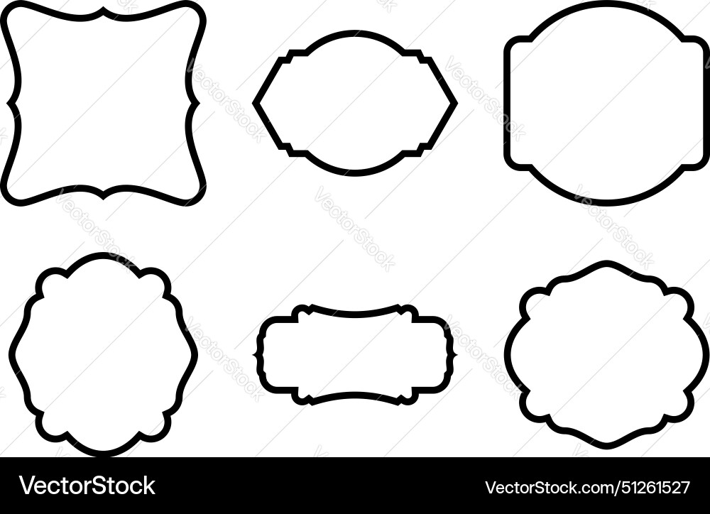 Label frame shape line pictogram symbol visual set vector image
