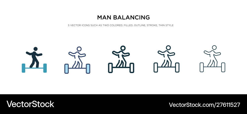 Man balancing icon in different style two Man balancing icon in different style two Vector Image