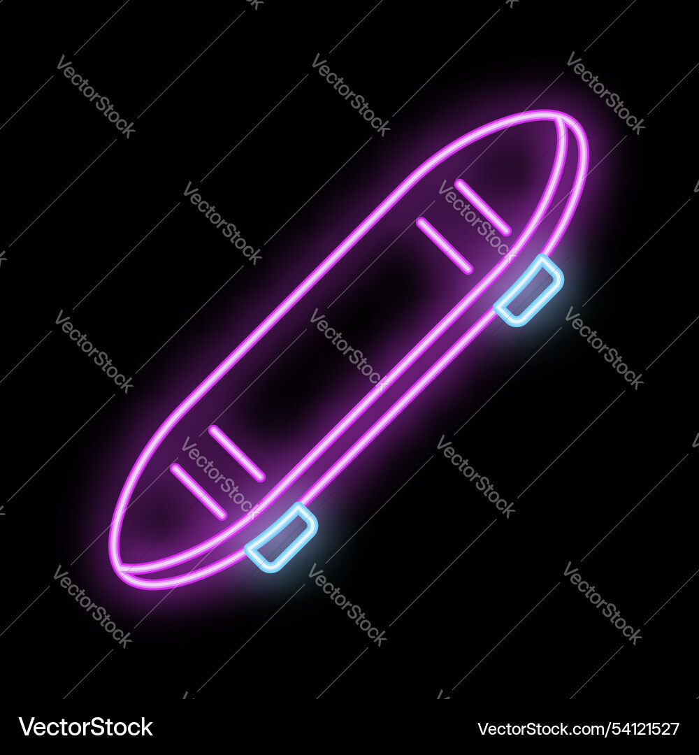 Neon Schild zeigt Skateboard in Pink und Blau Neon Schild zeigt Skateboard in Pink und Blau vektorbild