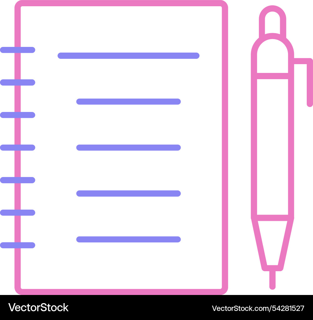 Notebook line two colour icon Vector Image