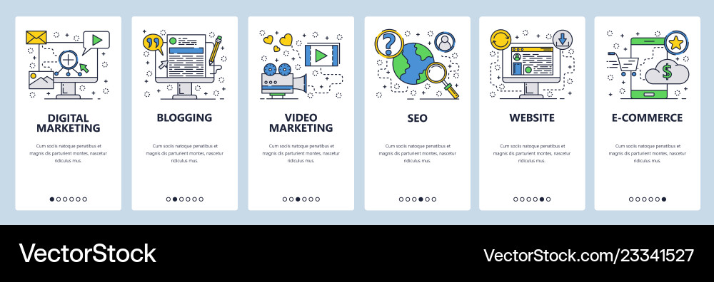 Onboarding Website Screens - SEO & Digital Vector Image