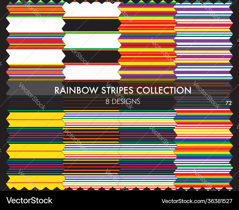 Rainbow stripe seamless pattern collection Rainbow stripe seamless pattern collection vector image