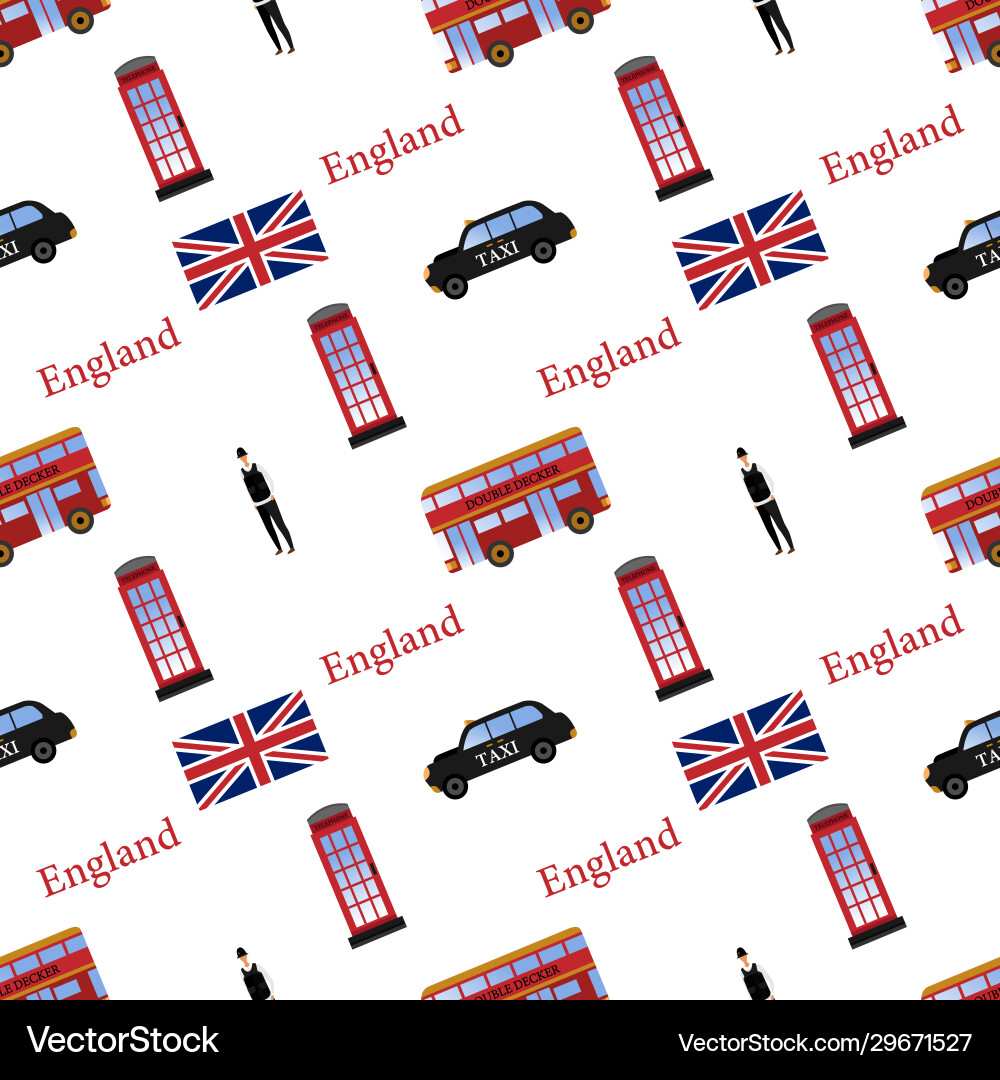 Seamless pattern of england symbols and objects vector image