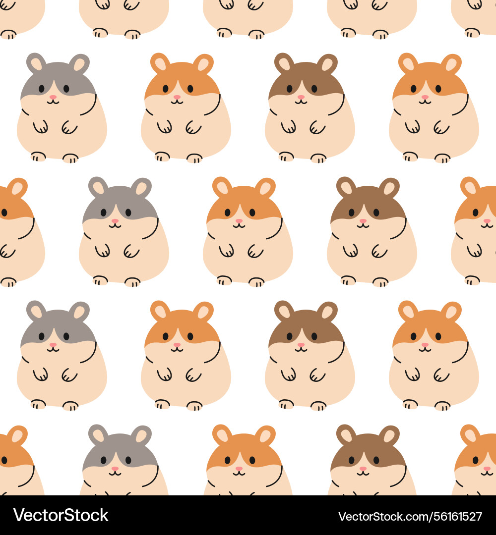 Seamless pattern with different colored hamsters Seamless pattern with different colored hamsters vector image