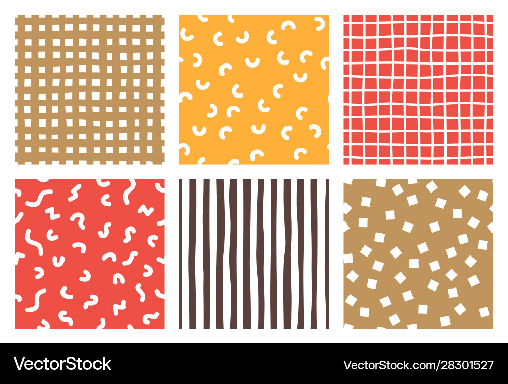 Set abstract hand drawn color seamless patterns Set abstract hand drawn color seamless patterns vector image