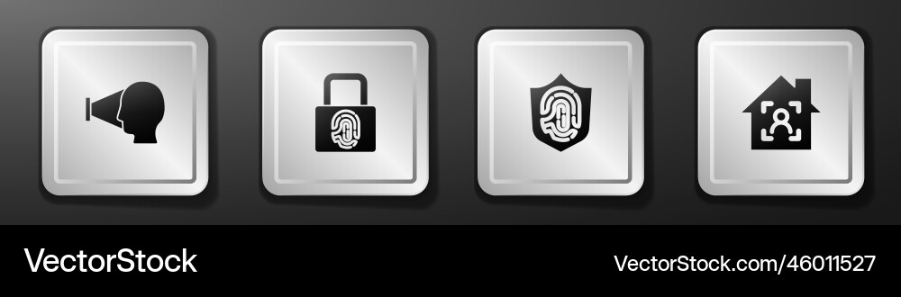 Set face recognition fingerprint with lock Vector Image