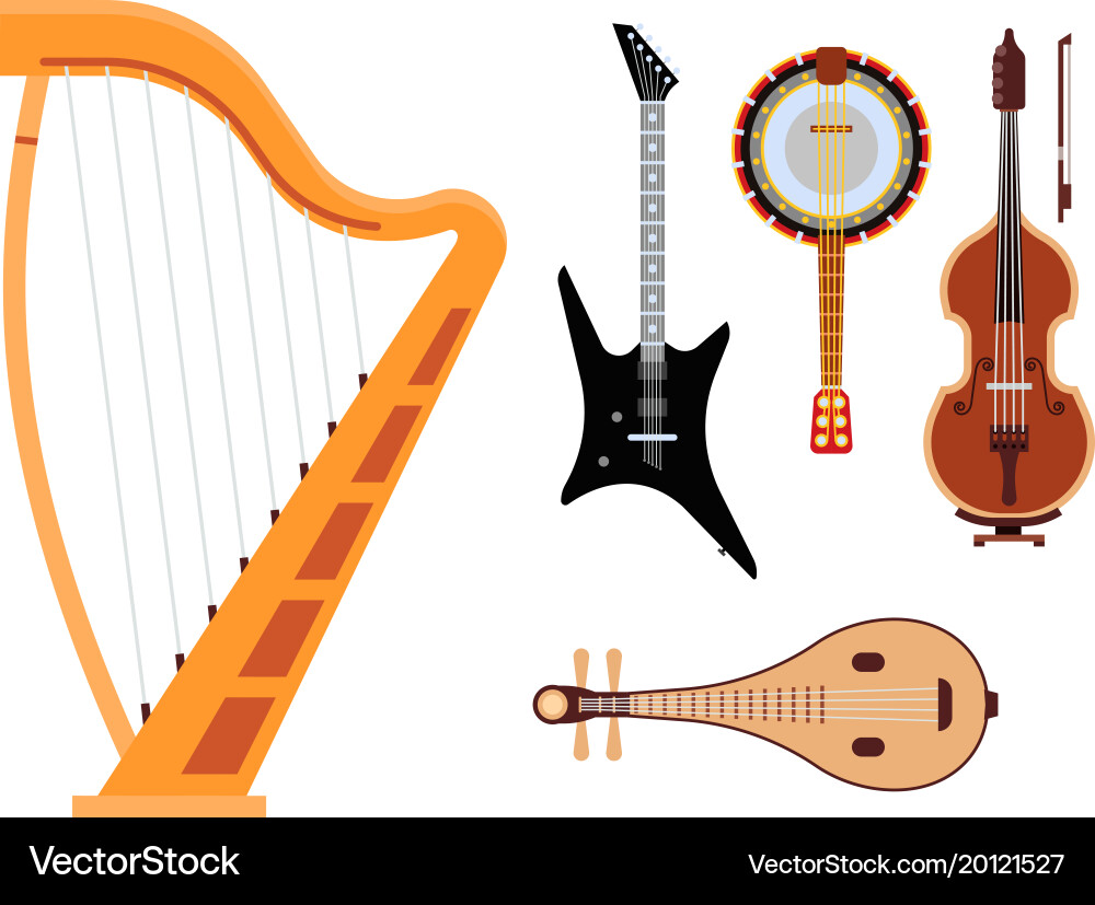 Set of stringed musical instruments classical Vector Image