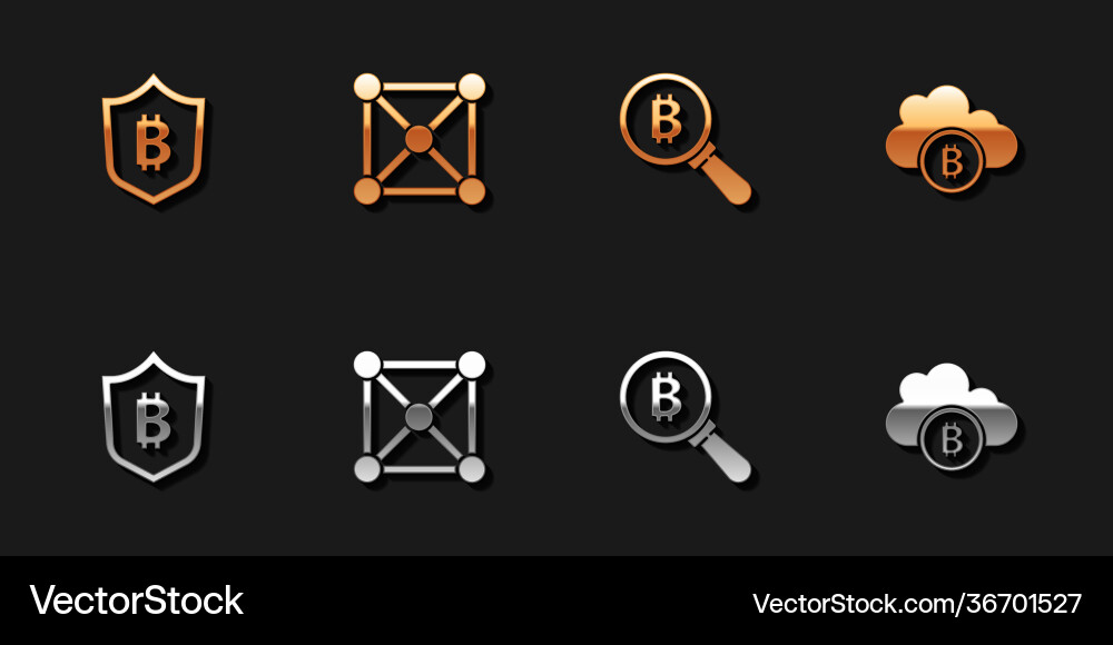 Set shield with bitcoin blockchain technology Set shield with bitcoin blockchain technology vector image