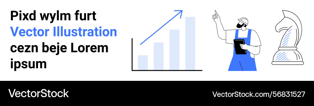 Worker analyzing data with growth chart and knight Worker analyzing data with growth chart and knight vector image