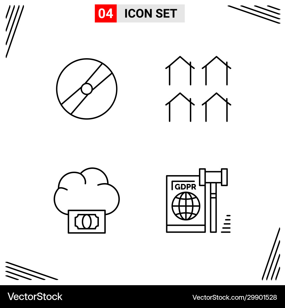 4 icons line style grid based creative outline 4 icons line style grid based creative outline vector image