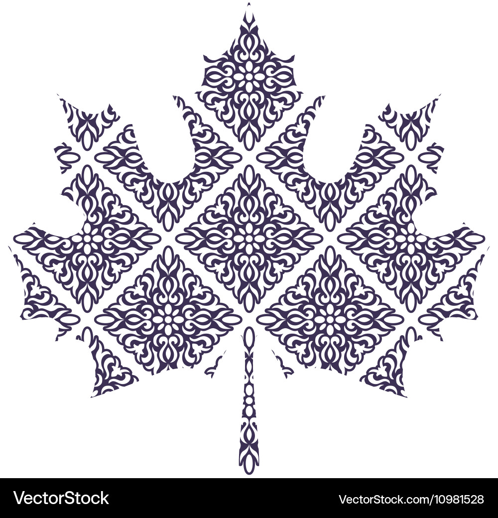 Abstract maple leaf silhouette with pattern Vector Image