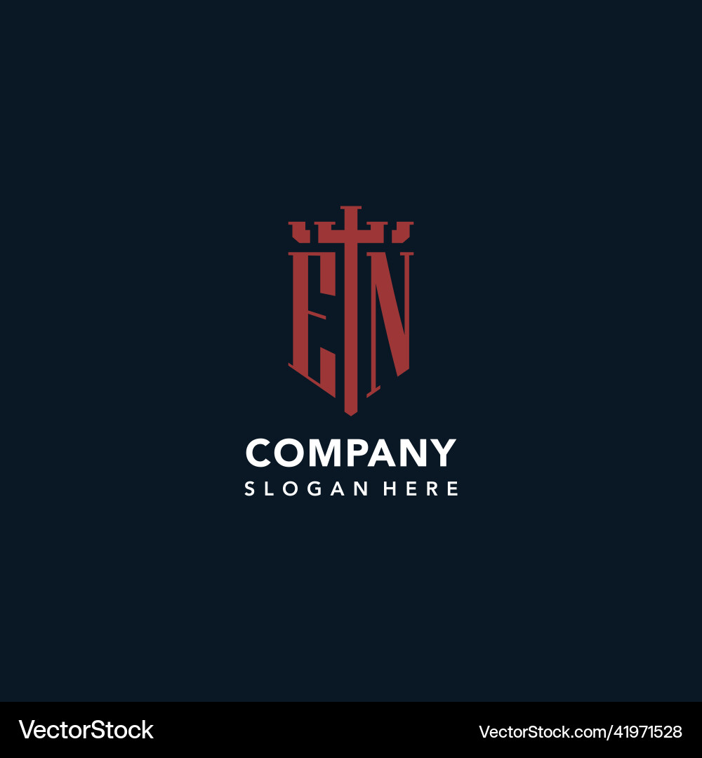 En initial monogram logos with sword and shield Vector Image