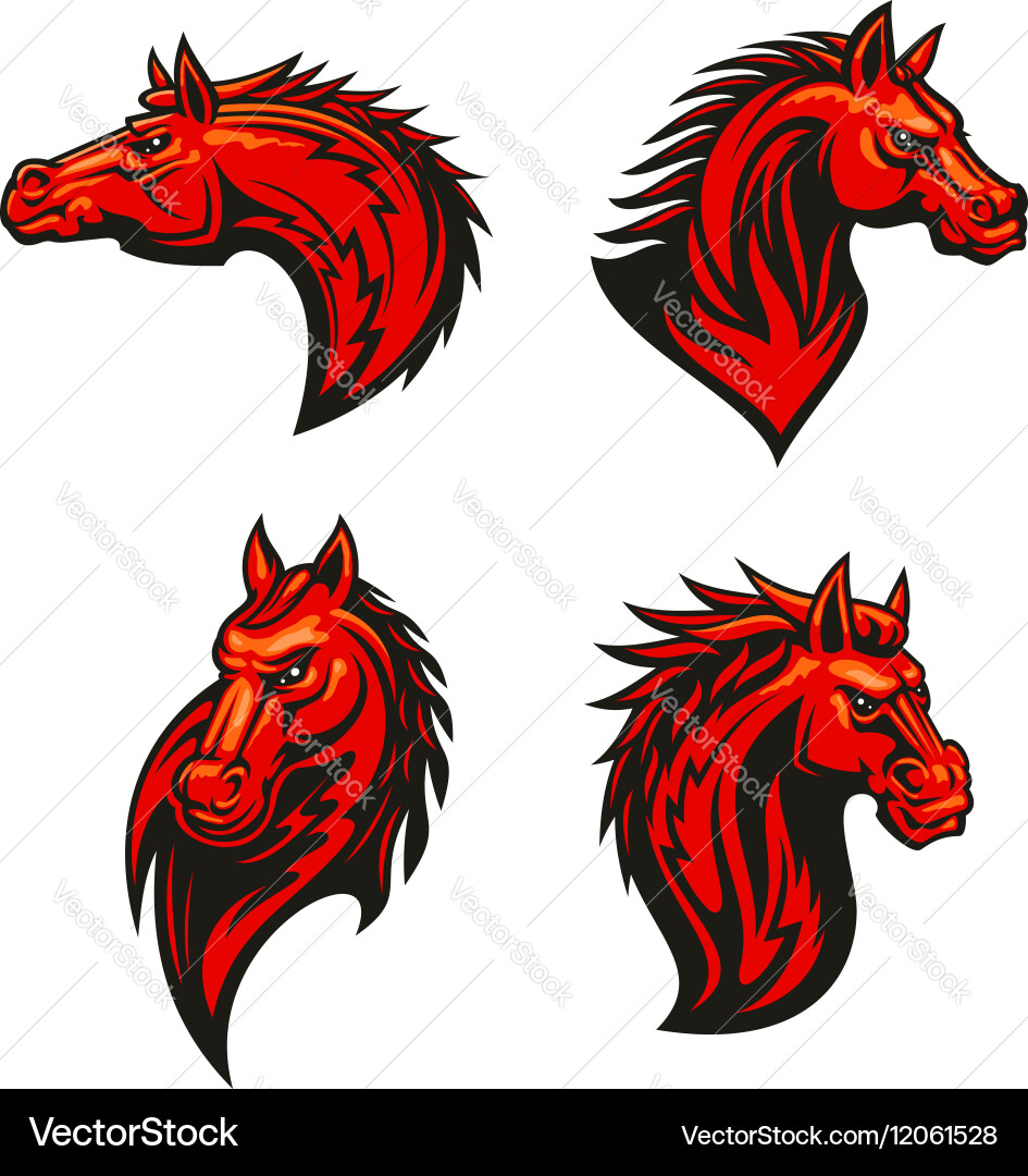 Fiery Mustang Mascot Set Vector Image