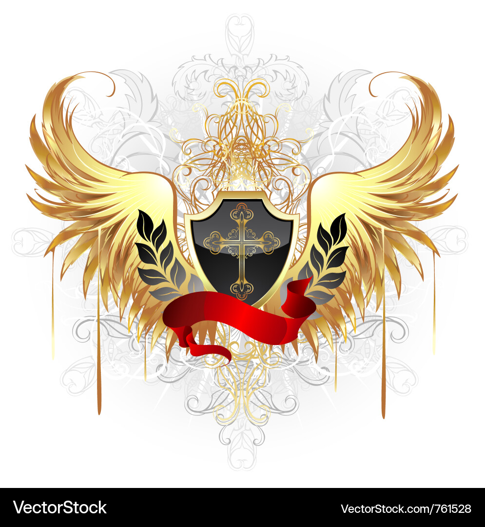 Gold Cross Shield Emblem Vektorbild