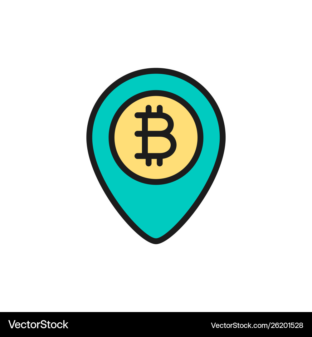 Location mark with bitcoin coin blockchain flat Location mark with bitcoin coin blockchain flat vector image