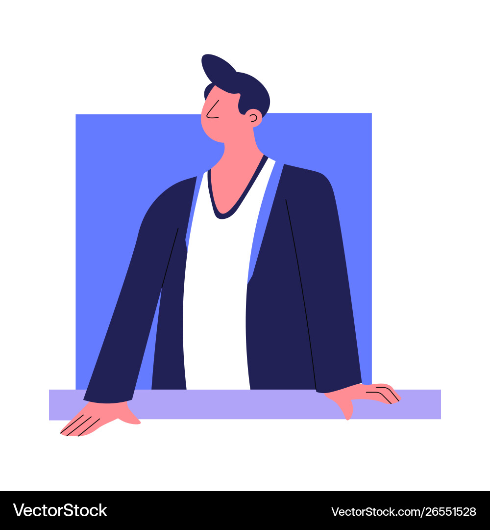 Man watching from window in apartment isolated Vector Image