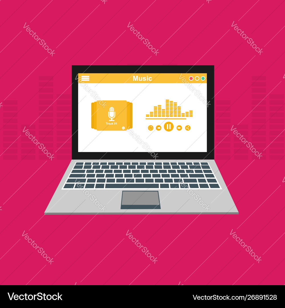 Media player application app template with flat Media player application app template with flat vector image