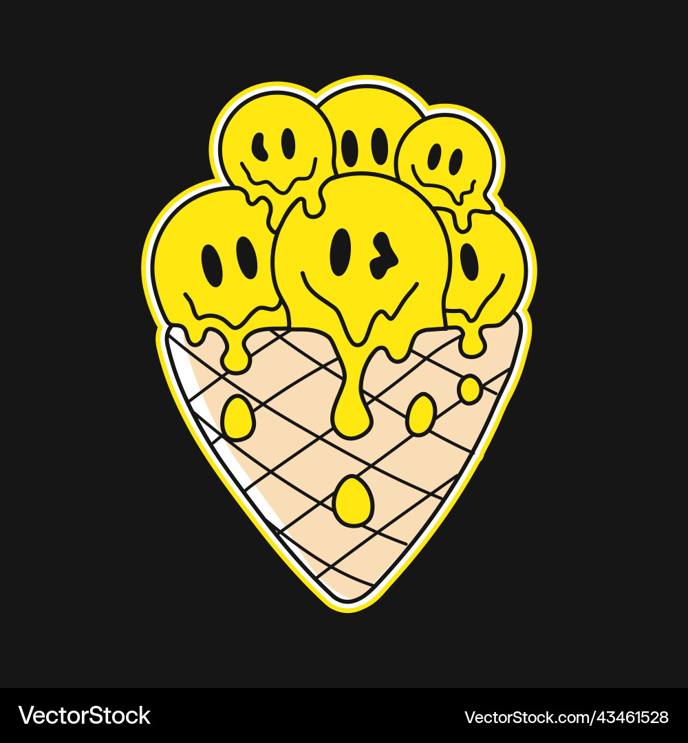 Melting deformed ice cream for teet-shirt print Melting deformed ice cream for teet-shirt print vector image