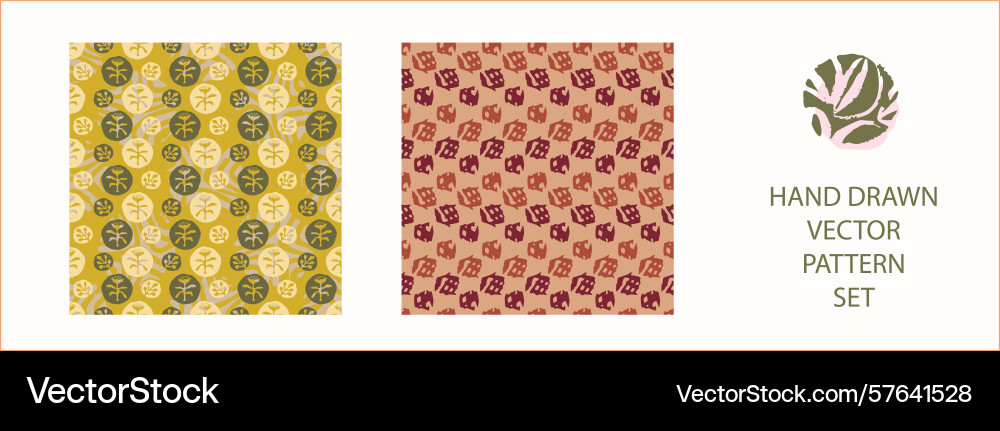 Polka dot blockprint seamless pattern set vector image