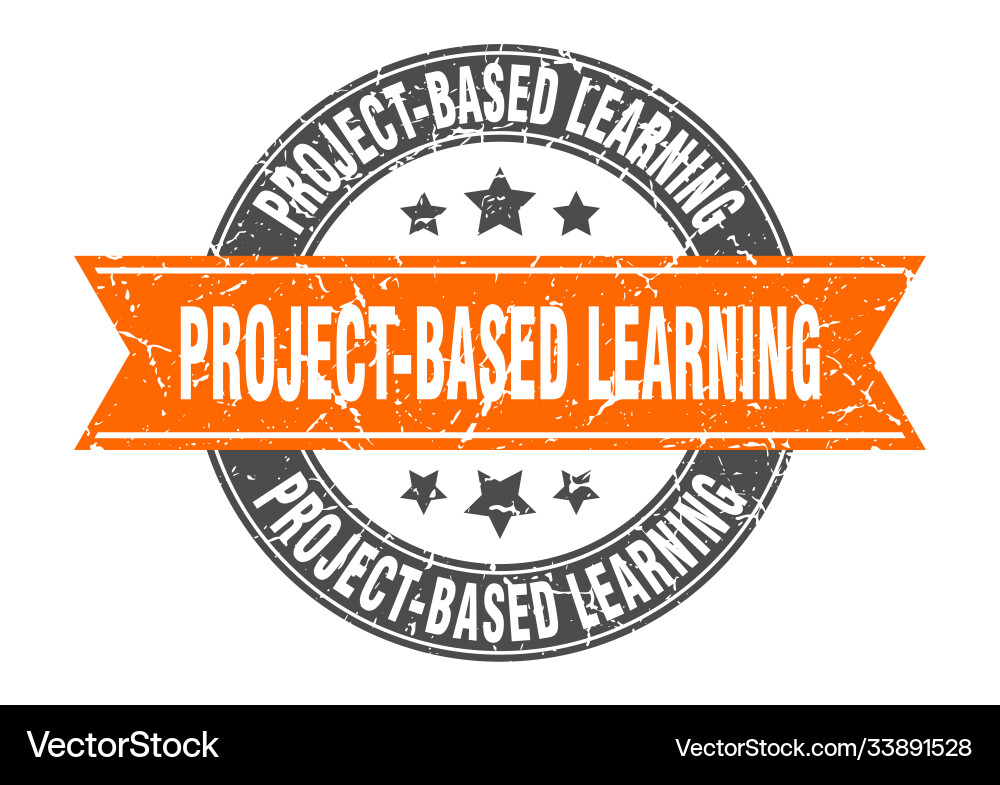 Project-based learning round stamp with ribbon vector image