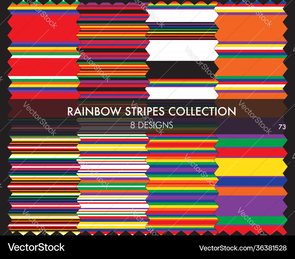 Rainbow stripe seamless pattern collection vector image