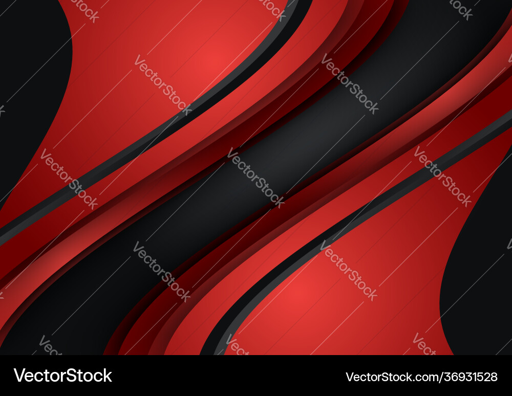 Red and black abstract curve wavy background vector image