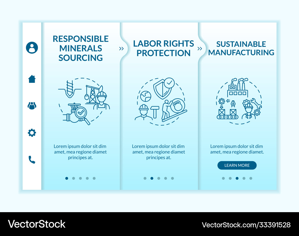Responsible production onboarding template Responsible production onboarding template vector image