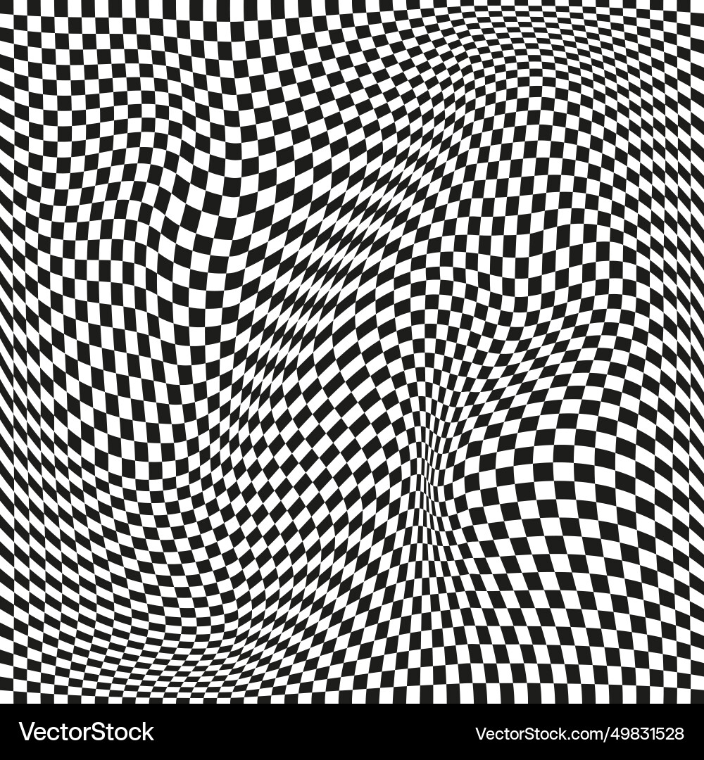 Seamless checkered pattern distorted optical vector image