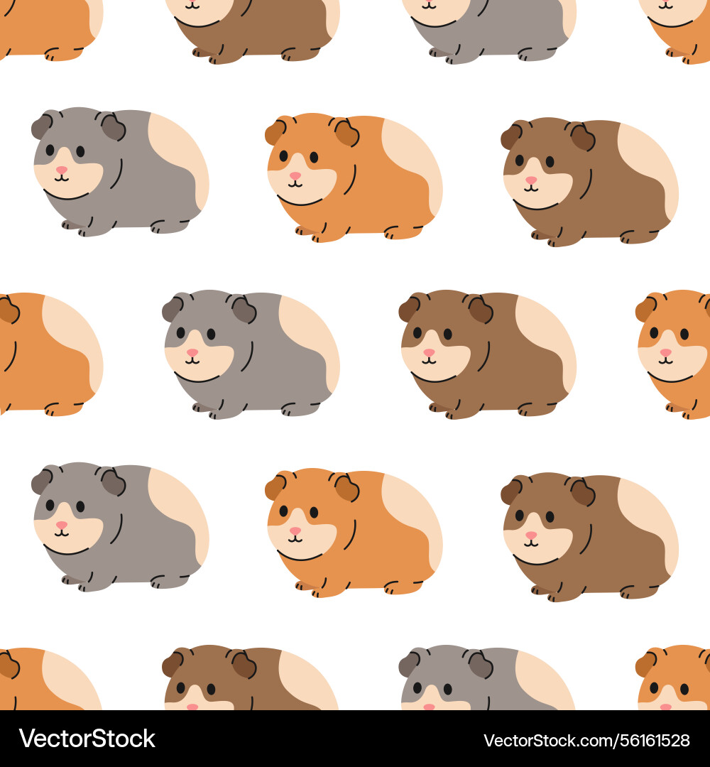 Seamless pattern with different colored guinea pig vector image