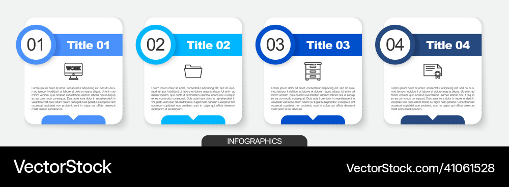 Set line monitor with text work document folder Vector Image